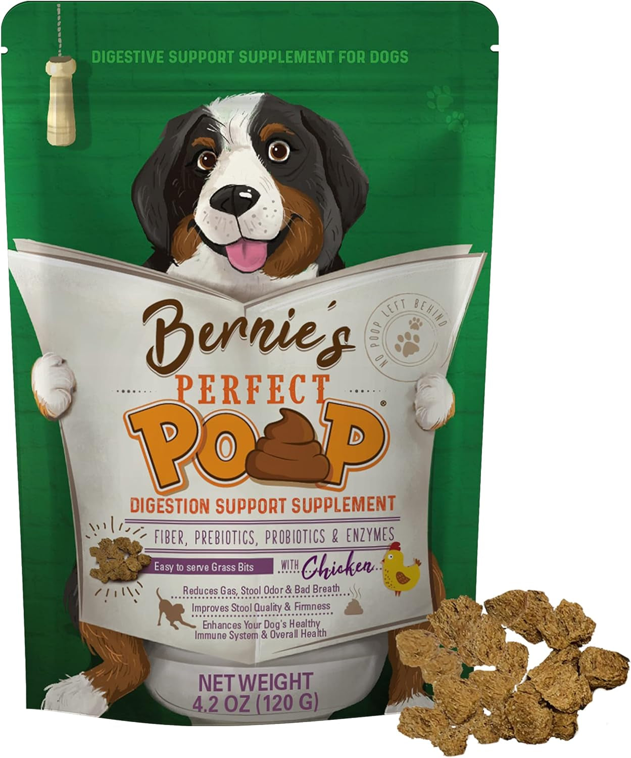 Perfect Poop Digestion & General Health Supplement for Dogs: Fiber, Prebiotics, Probiotics & Enzymes Relieve Digestive Conditions