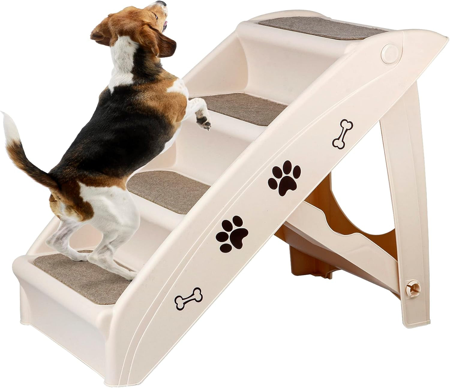 Foldable Pet Dog Stairs/Steps for Small Pet Dog/Cat, 24" Lx 20" H Safe and Durable Pet Ramp Stairs with Non-Slip Pads, for High Beds, Sofa, Car