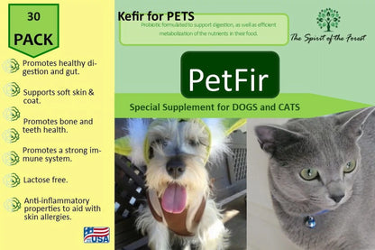 Petfir Kefir Supplement for Pets | 30 Pack | Probiotic Support for Dogs & Cats | Promotes Gut Health