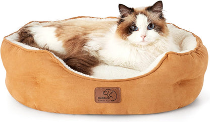 Dog Beds for Small Dogs - round Cat Beds for Indoor Cats, Washable Pet Bed for Puppy and Kitten with Slip-Resistant Bottom, 20 Inches, Antique Green