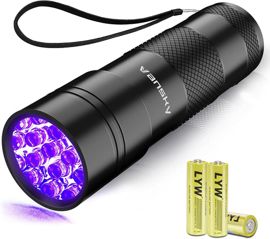 Black Light UV Flashlight 12 LED Urine Detector for Dog/Cat/Pet Urine & Dry Stains and Bed Bug on Carpets/Rugs/Floor,Matching with Pet Odor Eliminator