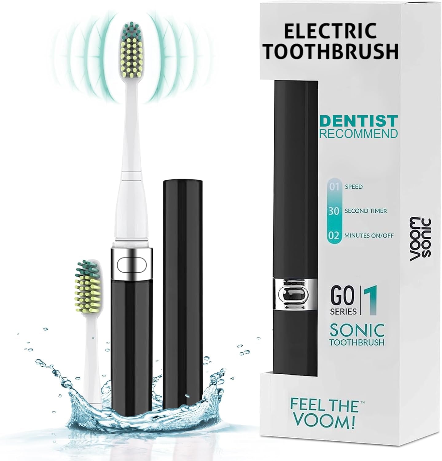 Travel Electric Toothbrush (Dentist Recommended) - Battery Operated Toothbrush for Adults & Kids, Sonic Toothbrush, Portable W/ 2 Minute Timer