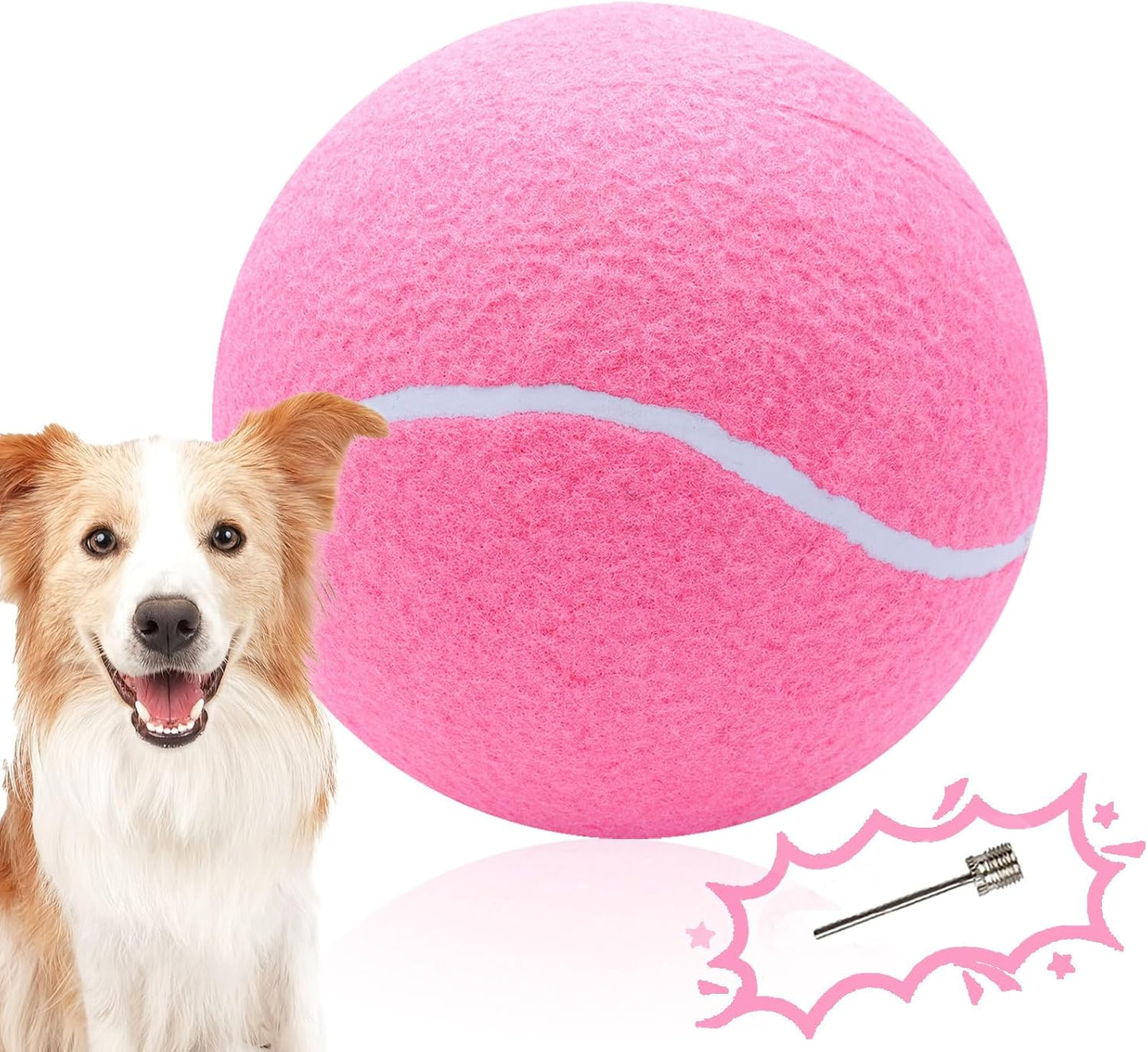 Giant 9.5" Dog Tennis Ball Large Pet Toys Funny Outdoor Sports Ball with Inflating Needles for Small Medium Large Dog