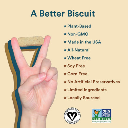 Benefit Biscuits - All Natural Dog Treats | Certified Vegan | Non-GMO | Wheat Free | Healthy Dog Biscuits | Made in USA | Multiple Flavors & Sizes