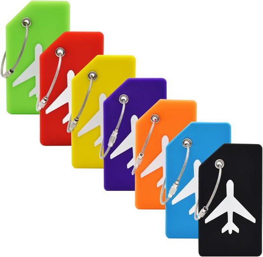 7 Pack Silicone Luggage Tag Baggage Handbag Travel Suitcase Tags with Name ID Card Quickly Spot Luggage Suitcase (Multicolor)