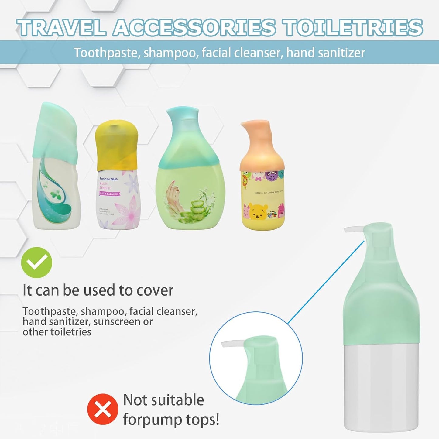 8 Pack Silicone Bottle Covers Travel Essentials for Women Men, Travel Size Toiletries, Cruise Ship Essentials, Accessories Luggage