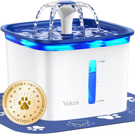 Pet Fountain Automatic Cat Water Fountain Dog Water Dispenser with Replacement Filters for Cats, Dogs, Multiple Pets 2.8L