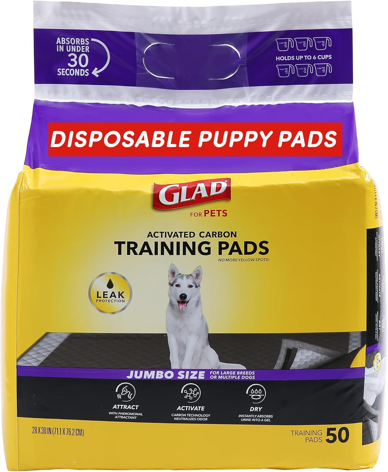 Glad Pets Extra Large Charcoal Dog Training Absorbent  Pads