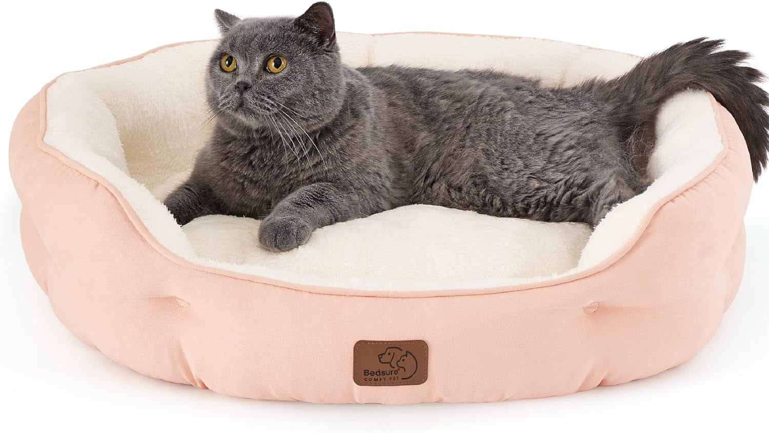 Dog Beds for Small Dogs - round Cat Beds for Indoor Cats, Washable Pet Bed for Puppy and Kitten with Slip-Resistant Bottom, 20 Inches, Antique Green