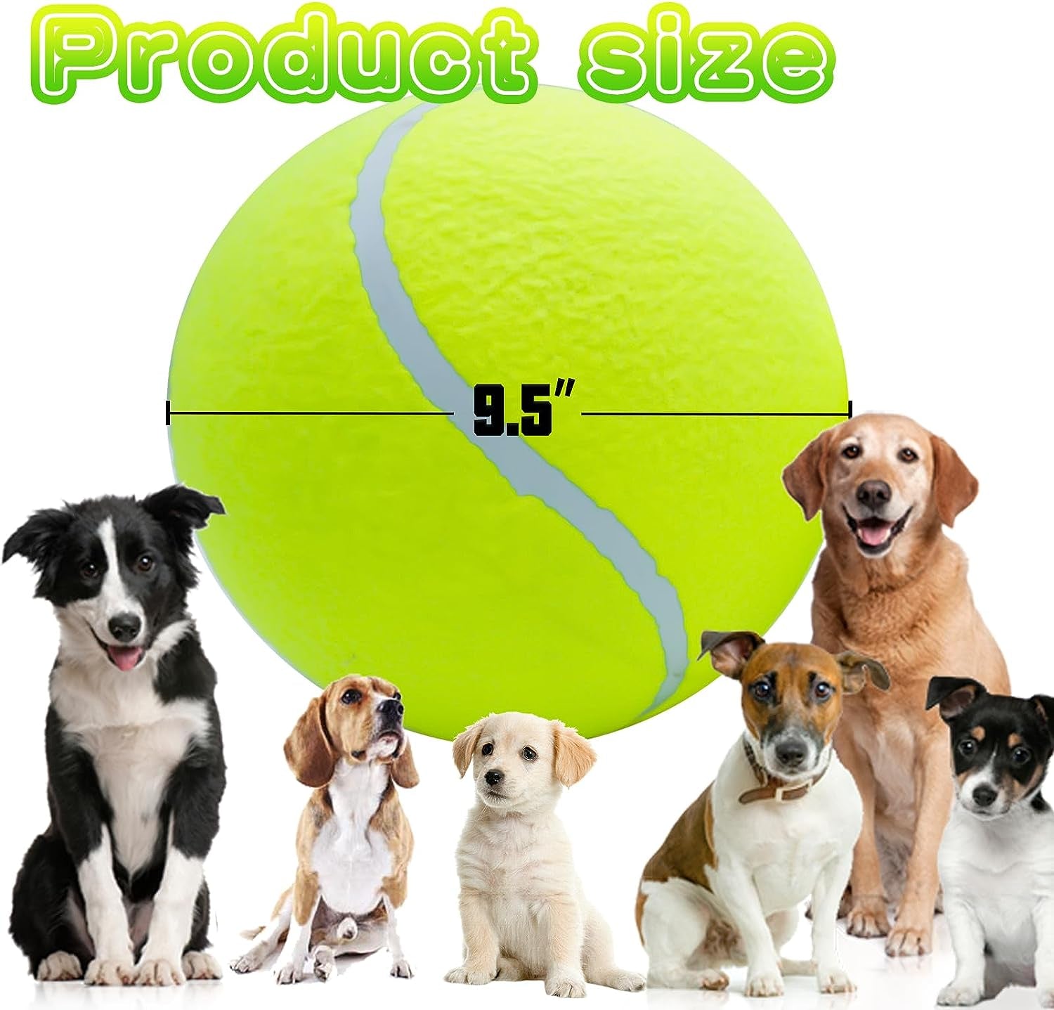 Giant 9.5" Dog Tennis Ball Large Pet Toys Funny Outdoor Sports Ball with Inflating Needles for Small Medium Large Dog