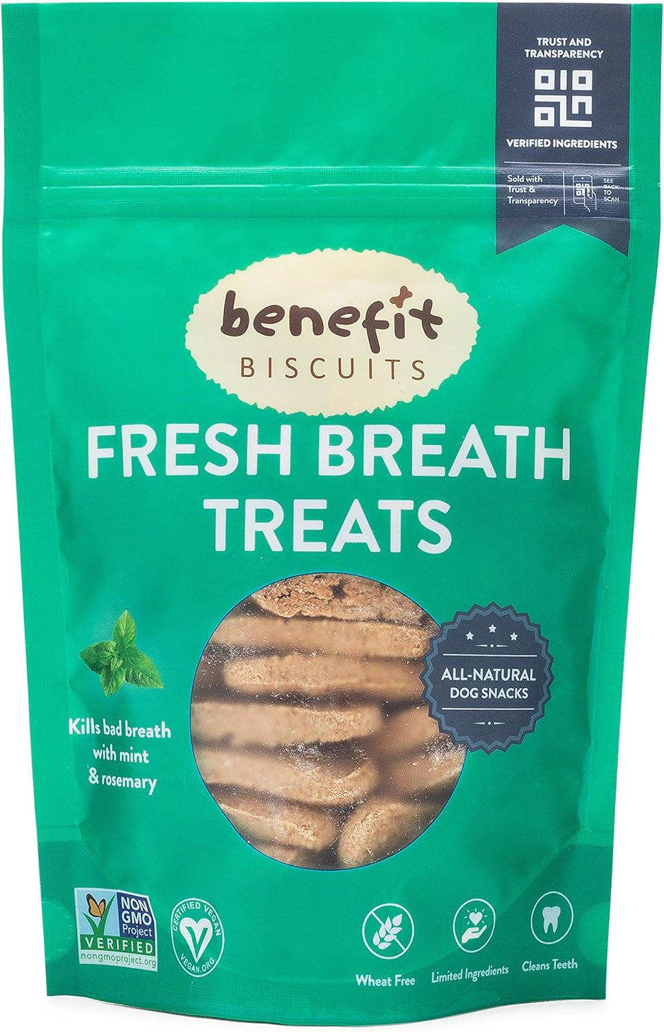 Benefit Biscuits - All Natural Dog Treats | Certified Vegan | Non-GMO | Wheat Free | Healthy Dog Biscuits | Made in USA | Multiple Flavors & Sizes