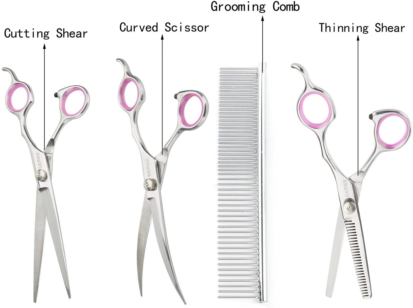 Pet Cat Dog Grooming Scissors Set 4 Pieces Stainless Steel Pet Trimmer Kit 