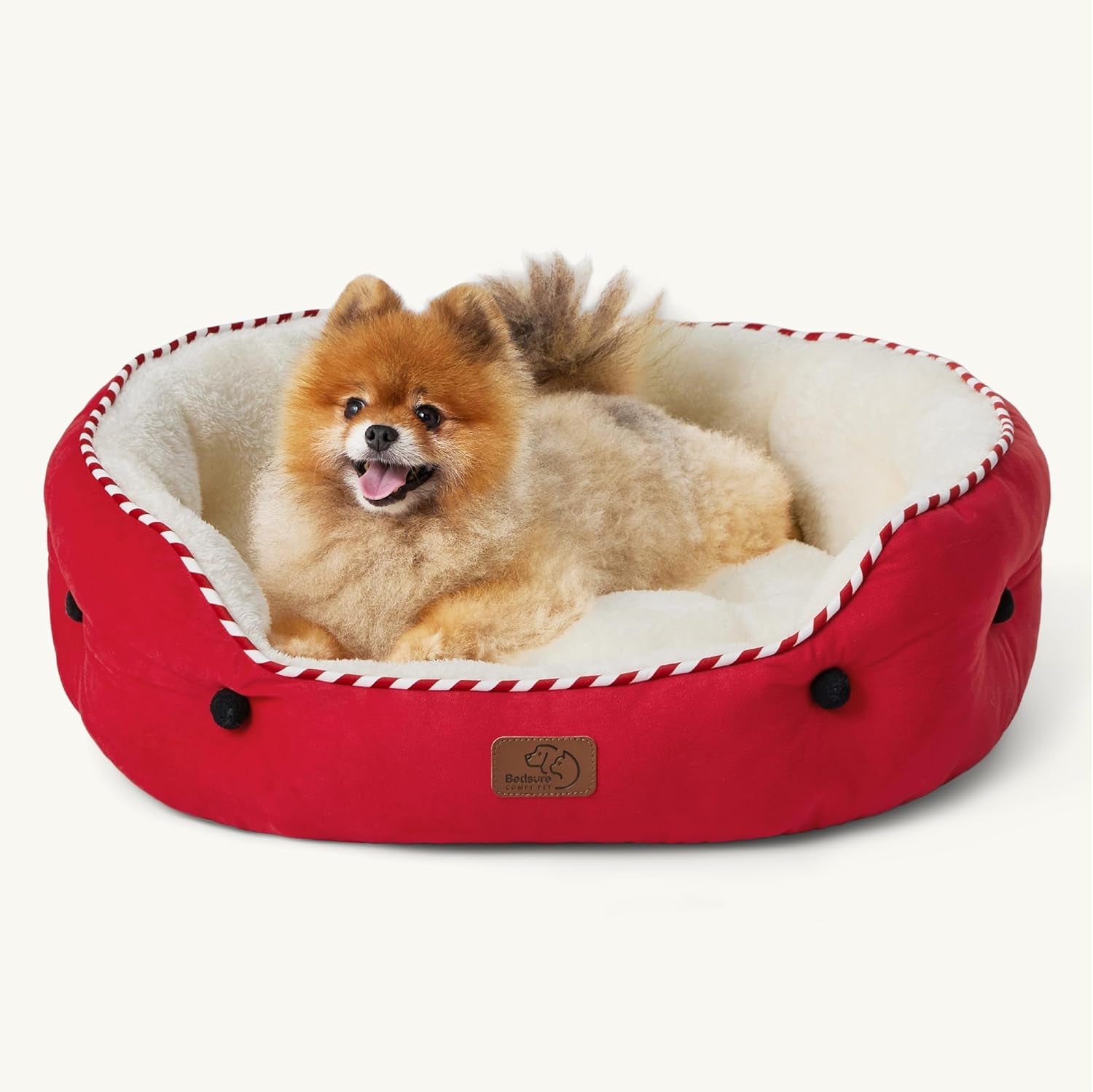 Dog Beds for Small Dogs - round Cat Beds for Indoor Cats, Washable Pet Bed for Puppy and Kitten with Slip-Resistant Bottom, 20 Inches, Antique Green