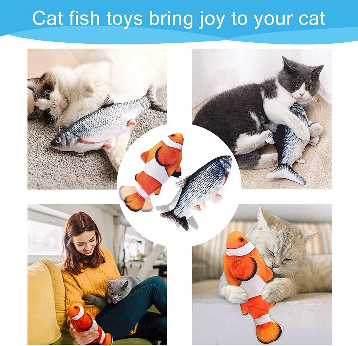 Interactive Cat Toys Flopping Fish with Catnip