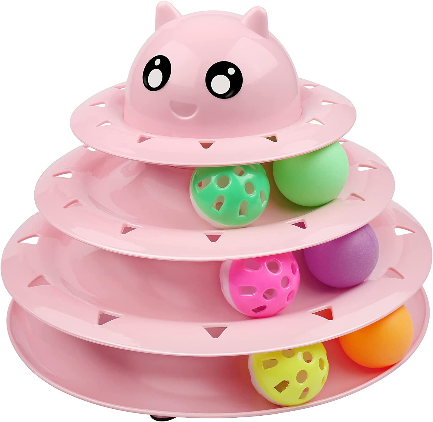 Cat Toy Roller 3-Level Turntable Cat Toys Balls with Six Colorful Balls Interactive Kitten Fun Mental Physical Exercise Puzzle