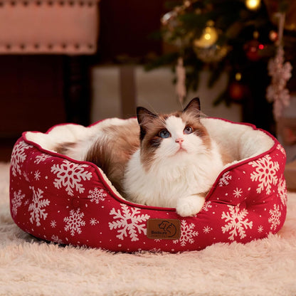 Dog Beds for Small Dogs - round Cat Beds for Indoor Cats, Washable Pet Bed for Puppy and Kitten with Slip-Resistant Bottom, 20 Inches, Antique Green