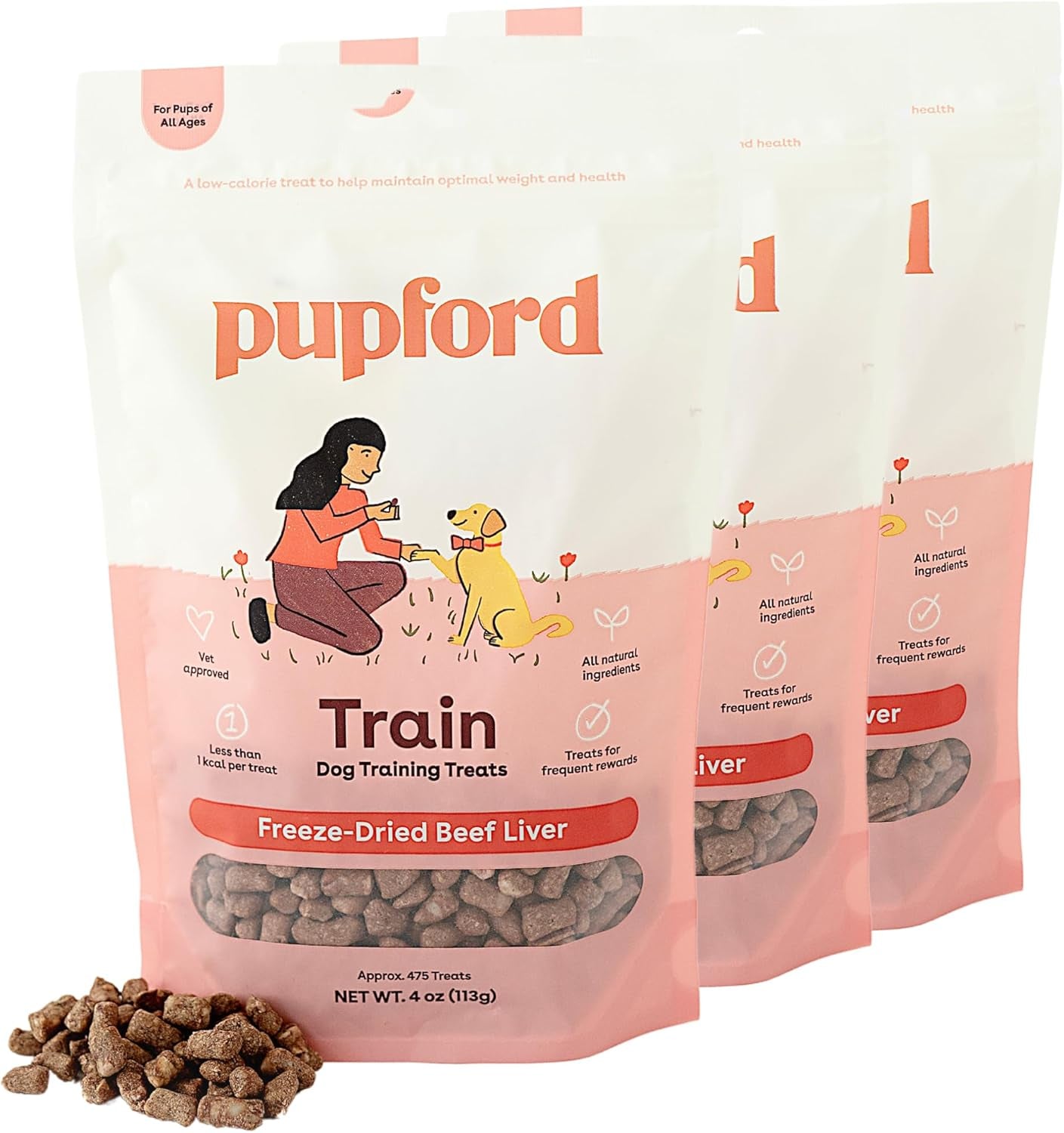 Freeze Dried Training Treats for Dogs & Puppies, 225+ Three Ingredient Bites (Beef Liver, 2 Oz)