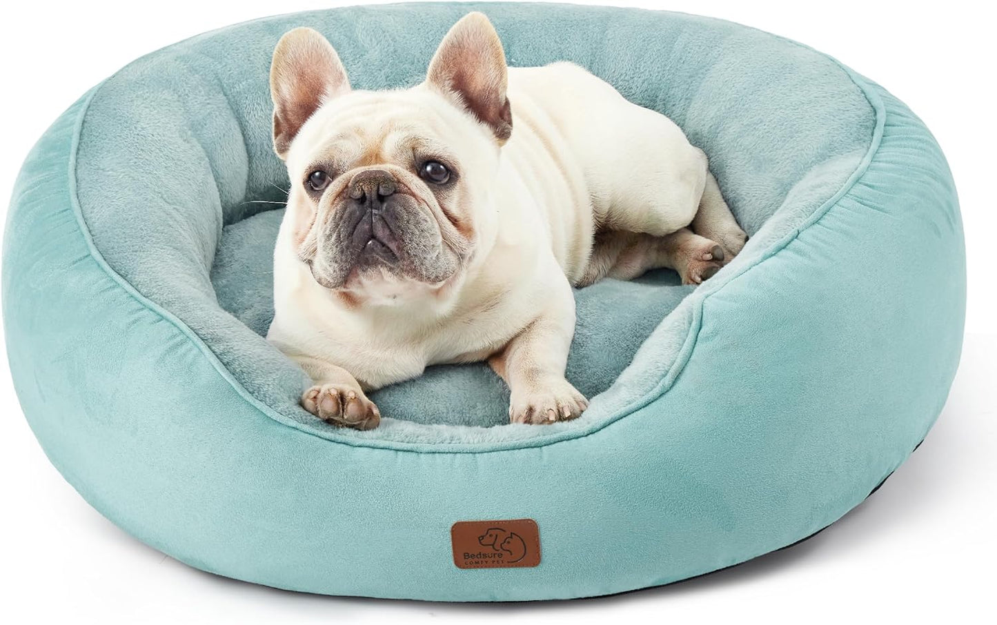 Dog Beds for Small Dogs - round Cat Beds for Indoor Cats, Washable Pet Bed for Puppy and Kitten with Slip-Resistant Bottom, 20 Inches, Antique Green