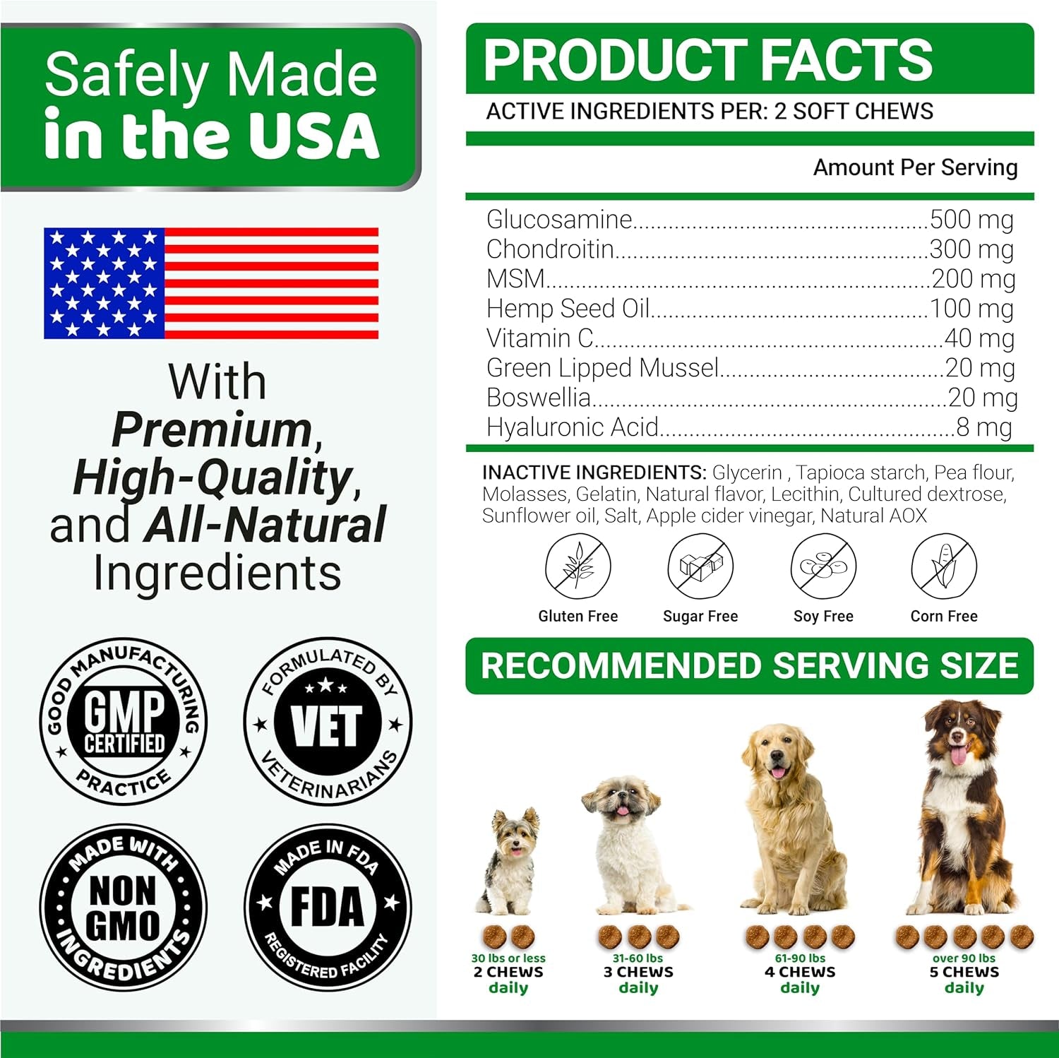 Glucosamine for Dogs Hip and Joint Supplement 170 Ct Chondroitin for Dogs Chews - Dog Joint Pain Relief with MSM Mobility Support