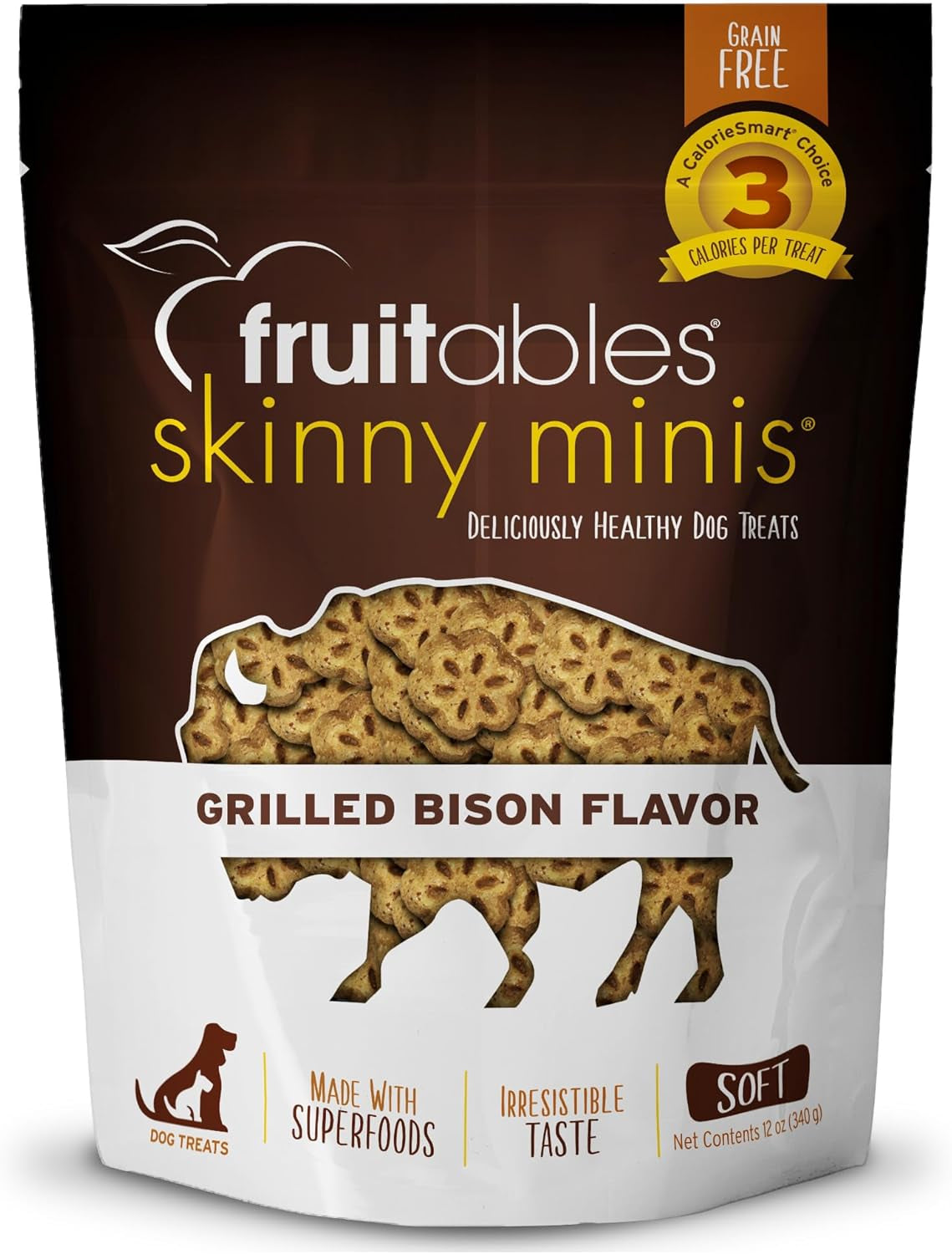 Skinny Mini Dog Treats Healthy Treats for Dogs Low Calorie Training Treats Free of Wheat, Corn and Soy – Grilled Bison – 5 Ounces