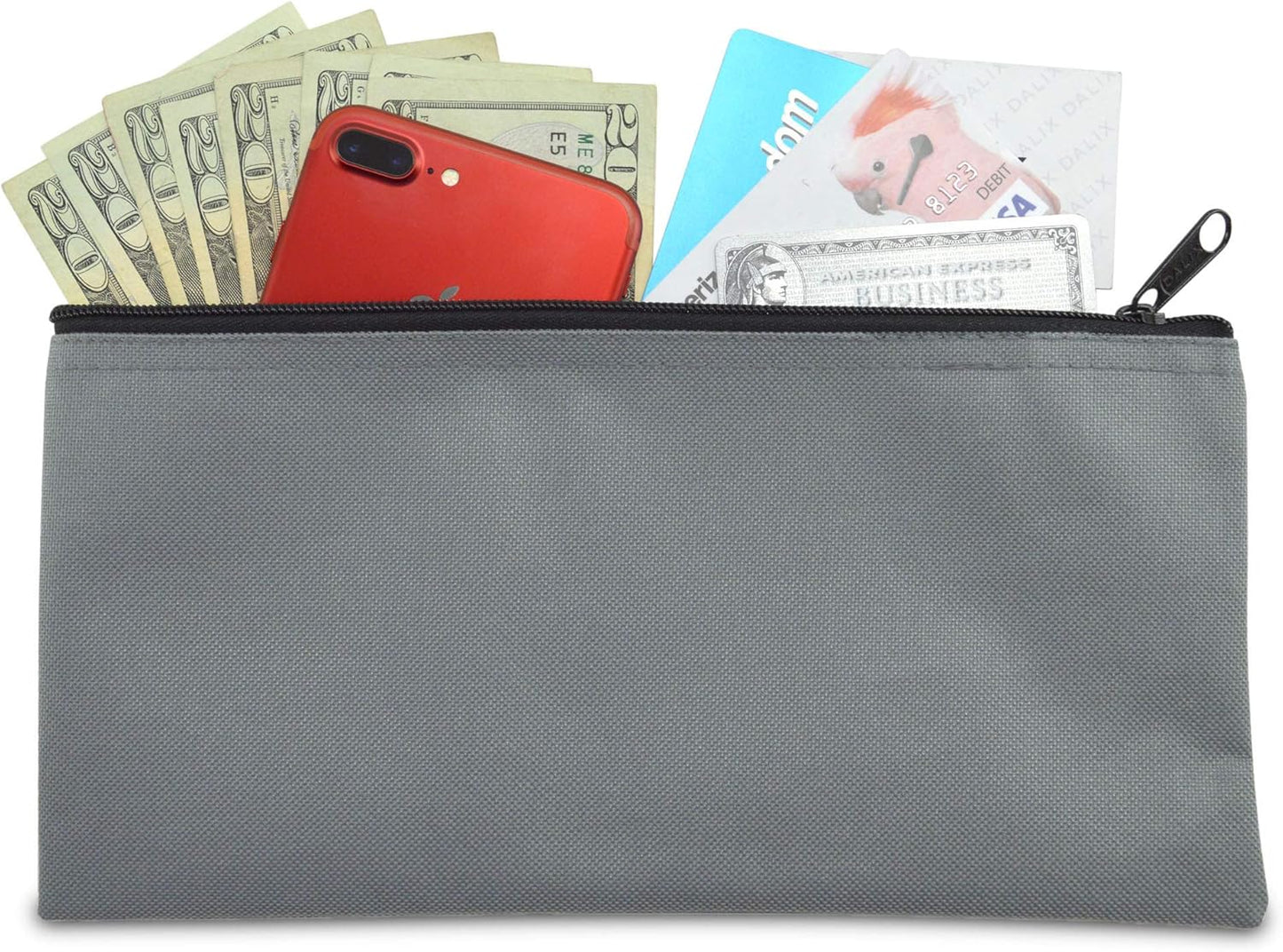 Zippered Money Pouch Bank Bag Security Deposit Bags Assorted Colors 6 Pack