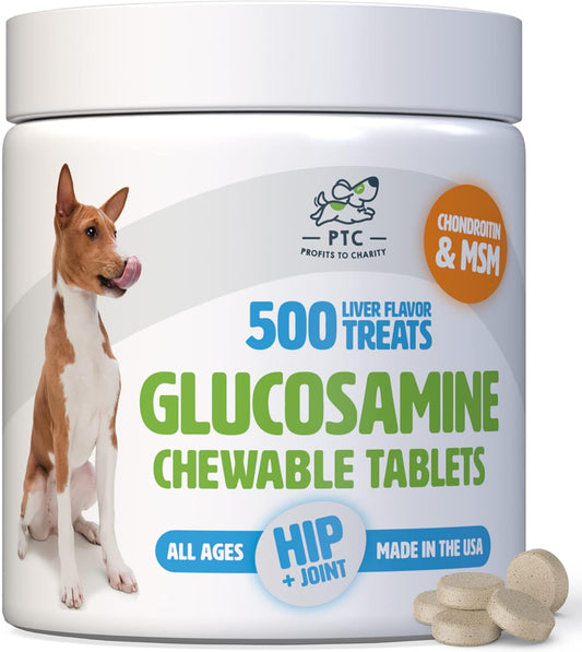 Glucosamine for Dogs with Chondroitin and MSM - Hip and Joint Supplement for Dog Mobility Support and Arthritis Pain Relief - 500 Chewable Tablet