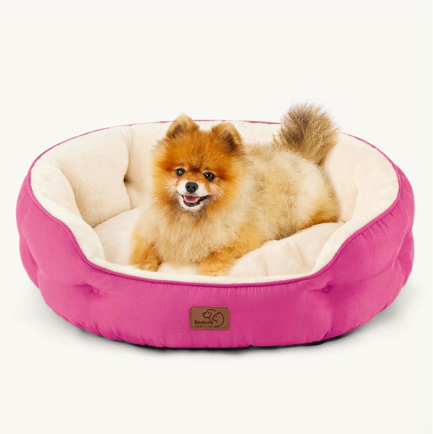 Dog Beds for Small Dogs - round Cat Beds for Indoor Cats, Washable Pet Bed for Puppy and Kitten with Slip-Resistant Bottom, 20 Inches, Antique Green