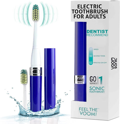 Travel Electric Toothbrush (Dentist Recommended) - Battery Operated Toothbrush for Adults & Kids, Sonic Toothbrush, Portable W/ 2 Minute Timer