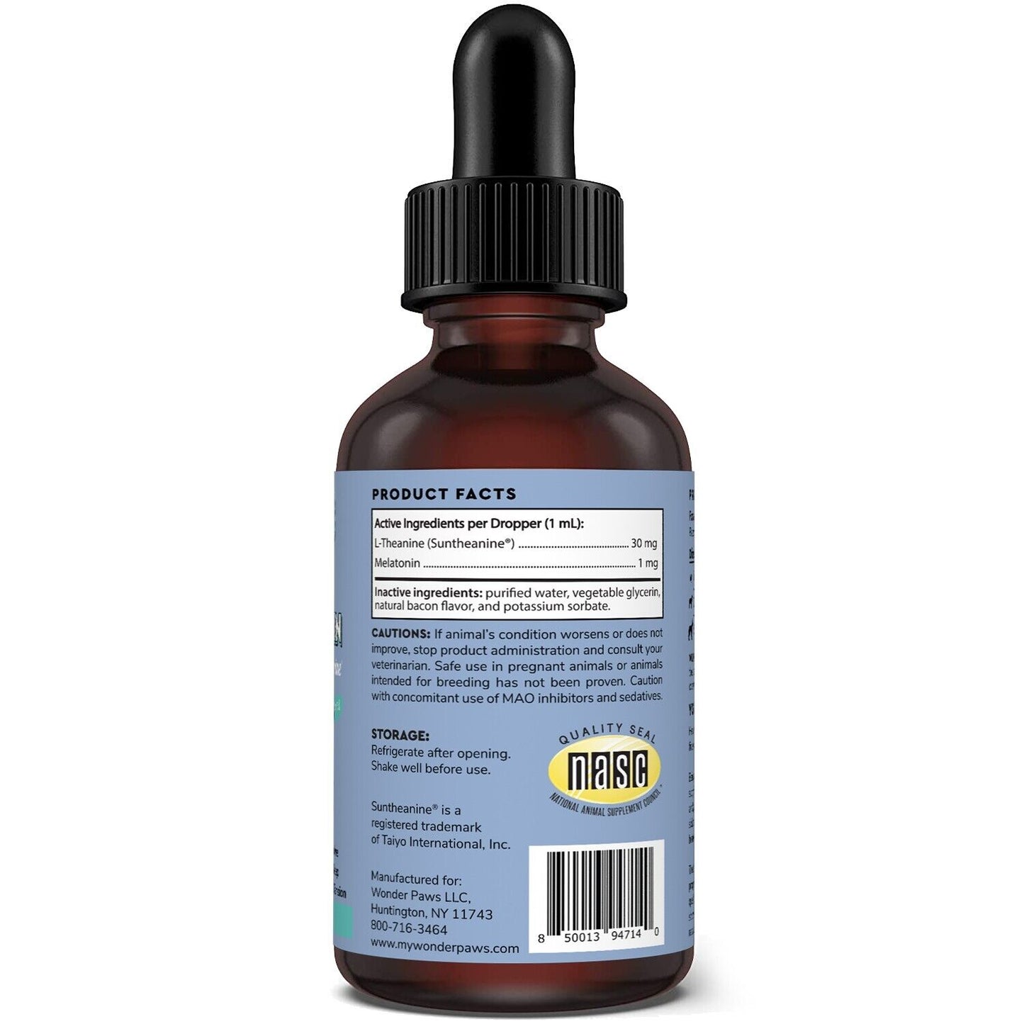 Wonder Paws Calming Melatonin Drops for Dogs | L-Theanine (Suntheanine®) | Reduces Anxiety & Promotes Restful Sleep