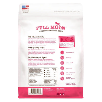 Full Moon All Natural Human Grade Dog Treats | Chicken Strips | 12 Ounce | Dry, Soft Treats