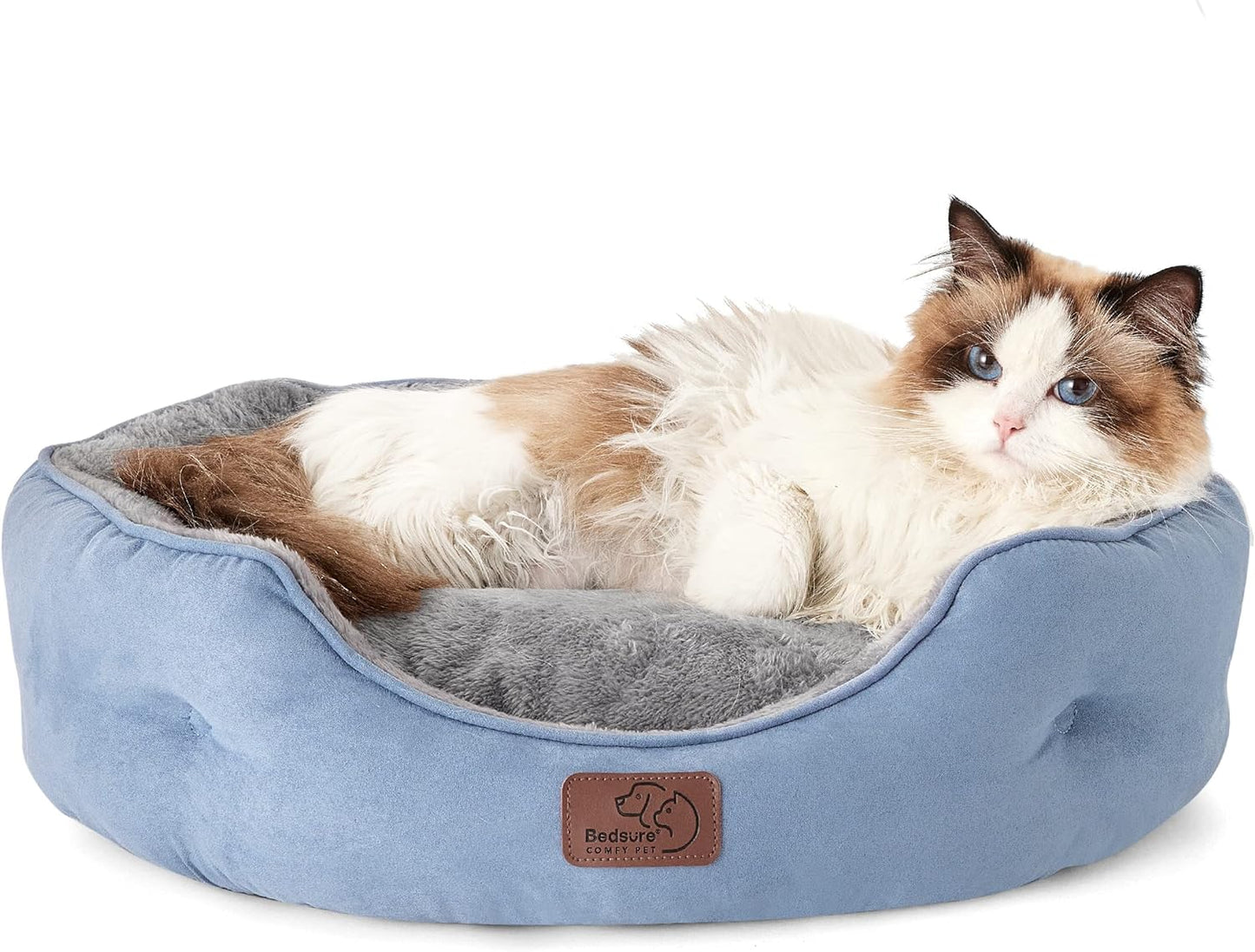 Dog Beds for Small Dogs - round Cat Beds for Indoor Cats, Washable Pet Bed for Puppy and Kitten with Slip-Resistant Bottom, 20 Inches, Antique Green